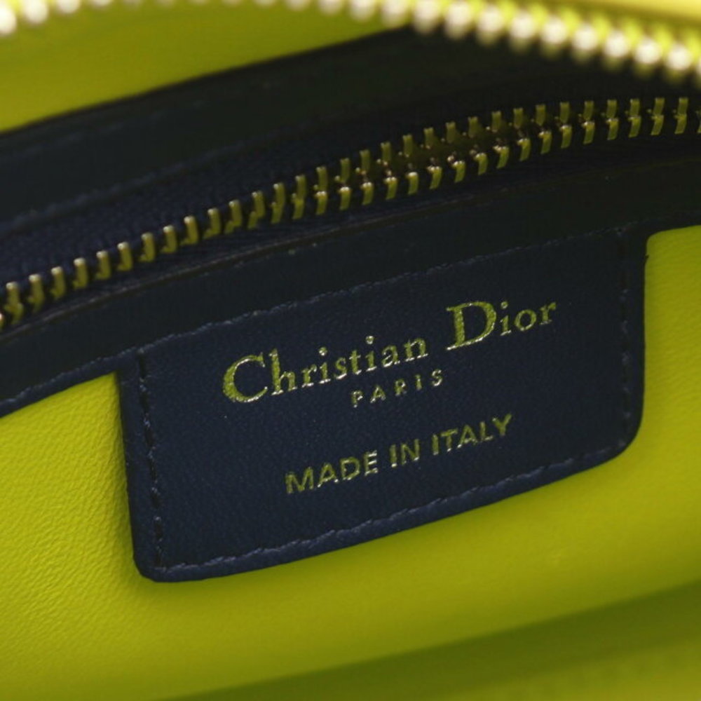 Dior Cannage Leather Lady Blue Pink Handbag Green - Picture 4 of 5